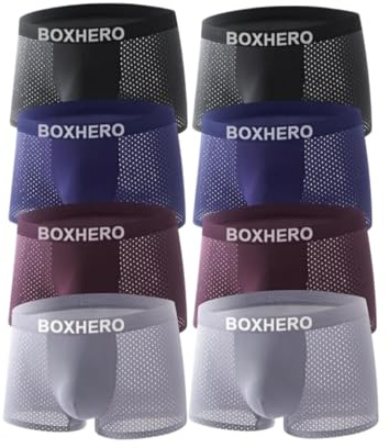 Boxhero Bamboo Mens Underwear Boxer Briefs Built-in with 3D Pouch Comfortable Underwear for Men (UK, Alpha, M, Regular, Regular, 8pcs Mixed Color)