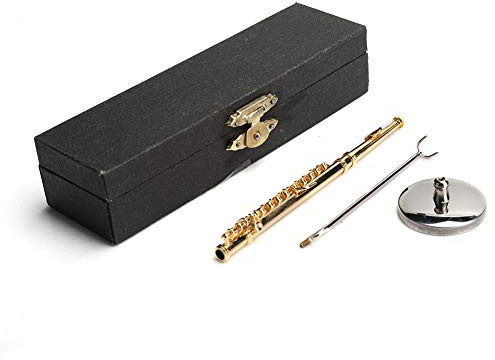 Flauto 1:6, un modello di strumento musicale, flauto in rame con scatola di legno, flauto simulato oro per, adatto per scala 1:6