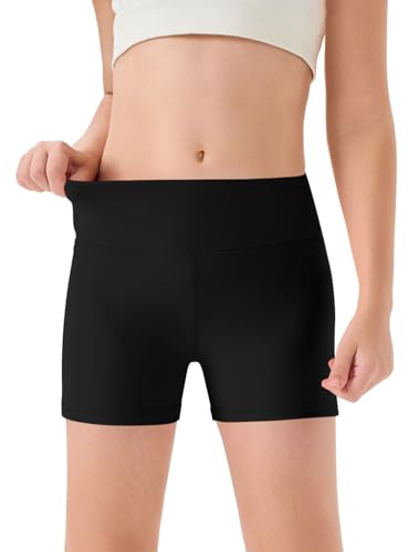 Haloumoning Flickshorts, sommar, korta leggings, barn, enfärgade, hög midja, cykelbyxor, yoga, dans, gym, sportleggings, under kjol, korta byxor, 5–14 år