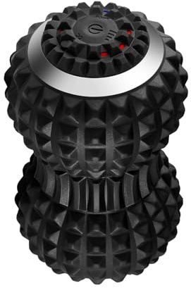 Rodillo de bola de masaje vibratorio para músculos tensos, bola de masaje doble eléctrica de silicona, bolas de relajación muscular profunda para fascia, yoga, ejercicio y fitness, 17 x 9 cm