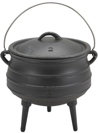 Warmiehomy Cast Iron Cauldron,6L Pre-Seasoned African Potjie Pot with Lid and 3 Long Legs,Dutch Oven Camping Cookware Pot Fire Pot for Outdoor Camping Cooking Baking