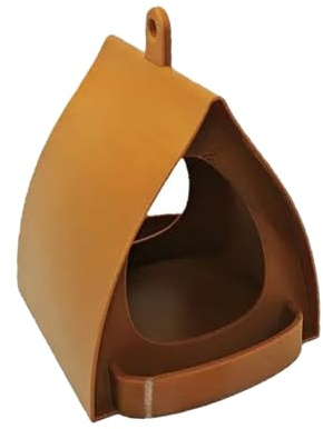 PETSOLA Comedero para Pájaros Colgante de Jardín Estación de Alimentación Decorativa Bandeja Compacta Exterior Plato de Comida para Aves Fabricado en PP Resis, MarrÓn