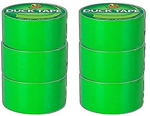 Duck Tape Gewebe-Klebeband, einfarbig, Neongrün, 48 mm x 13,7 m, 6 Stück