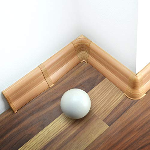 DQ-PP 10m Sockelleisten 62mm PVC Buche Laminatleisten Fussleisten aus Kunststoff PVC Dekore