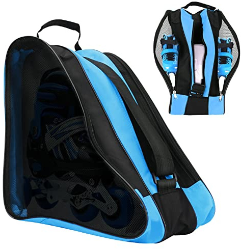 FOUUA Roller Skate Bag - Unisex Ice Skate Bag with Adjustable Shoulder Strap - Breathable Oxford Cloth Skating Shoes Storage (Blue)