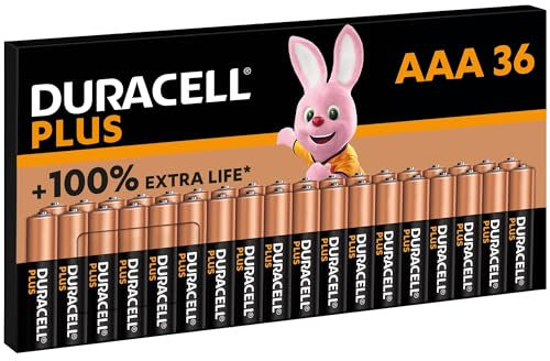 DURACELL Plus AAA Batteries (36 Pack) – Alkaline Batteries 1.5V – Up to 100% Extra Life with POWER BOOST Actives– Reliability For Everyday Devices – 0% Plastic Packaging – 10-Year Storage-LR03 MN2400