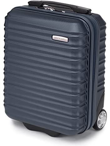 WITTCHEN Reisekoffer Kleinkoffer Kabinengepäck Handgepäck Rollkoffer Hartschale aus ABS2 Standard-Rollen Reißverschluss Groove Line Kleinkoffer XXS Marineblau Lufthansa/Eurowings/Ryanair/Condor