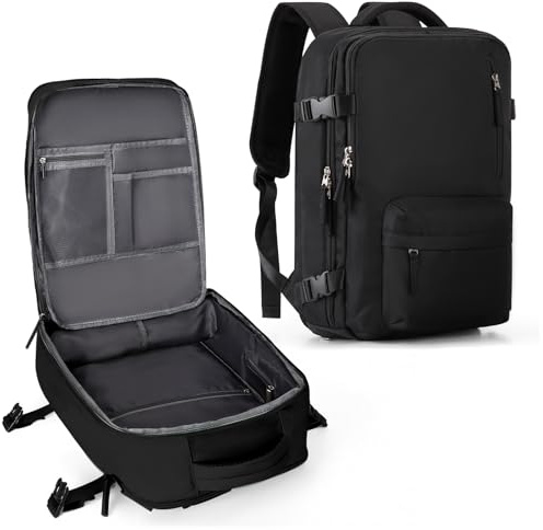 Large Carry on Travel Backpack Women Men,Hiking Gym Waterproof Outdoor Sports Rucksack Casual Daypack Laptop Backpack Personal item Travel Bag Airplane Essentials Spirit Airline Flight Approved,Black