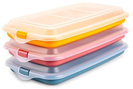 Porta Embutidos y Alimentos Sistema Deli, Conservación Optima de Lonchas en Nevera, Medidas 24.8 x 14.4 x 3.3 cm (3X Tricolor)