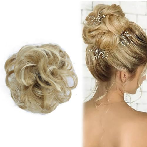 ZKSXOA Chignon Finto per Capelli, Chignon Facile per Capelli Toupet Capelli Donna Capelli Finti per Acconciature Spessi Updo Elastico con Capelli Finti per Coda Elastico per Chignon 55g(Biondo)