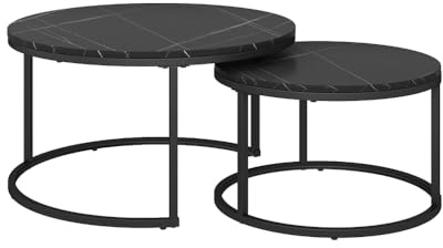 Vicco Couchtisch-Set Montreal, Schwarz, 77 x 40 cm | 2 Teile, platzsparend klappbar und vielseitig kombinierbar