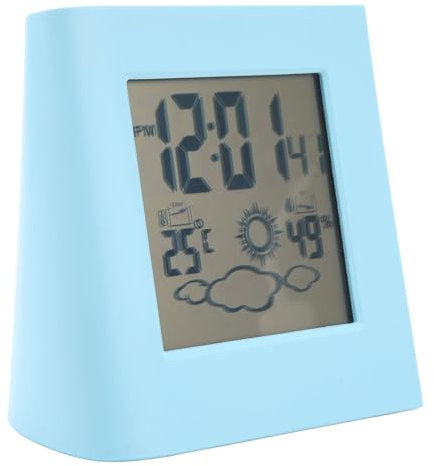 Leapiture Reloj Despertador Digital, Escritorio ecológico con pronóstico del Tiempo, Diseño Moderno y sostenible, para hogar u Oficina, Color Azul