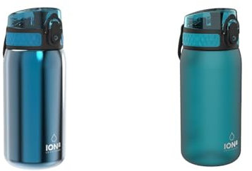 ion8 Kinder Trinkflasche, Edelstahl 400ml, Auslaufsicher & Kinder Trinkflasche, 350ml, Auslaufsicher, Einhandöffnung