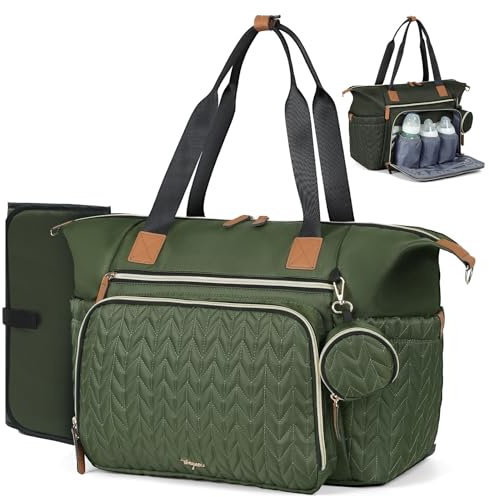 Tonyeee Borsa fasciatoio con borsa per ciuccio e fasciatoio, borsa a tracolla multifunzione per pannolini da viaggio per mamma e papà, tasche isolate