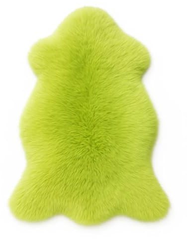 Provellus Alfombra de piel de oveja teñida de colores con curtido ecológico (verde, 80-100 cm de largo)