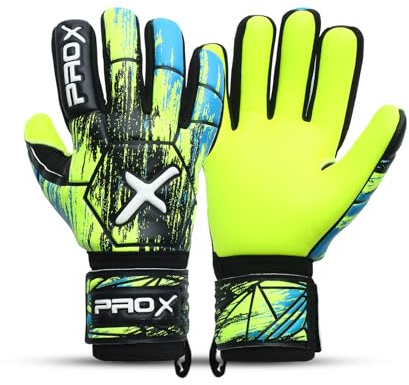 PRO X Soccer Goalie Gloves for Kids with Super Strong Grip, Match & Training Youth Goalie Gloves, Soccer Goalkeeper Gloves Kids with Soft Grippy Secure Latex (Flourcent Yellow, Size 4 (6 to 8 Years)