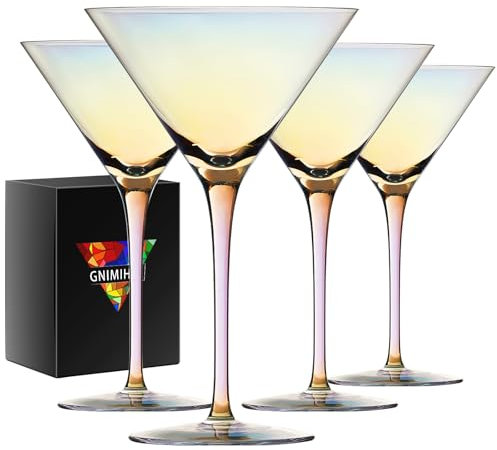 Gnimihz iriserande martiniglas set med 113–255 g, handgjorda premium kristall cocktailglasögon, Martini, kosmopolitan, manhattan, gimlet, pisco Sour, julklappar för män kvinnor, iriserande