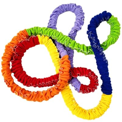 Draglina - dra i repet | Regnbågsrep | Färgglad regnbåge sport racing ring | Fyrkantigt flerspelarband | Kooperativt utdragbart träningsband för aktiviteter, Material: Polyester, 3 meters (4 persons),