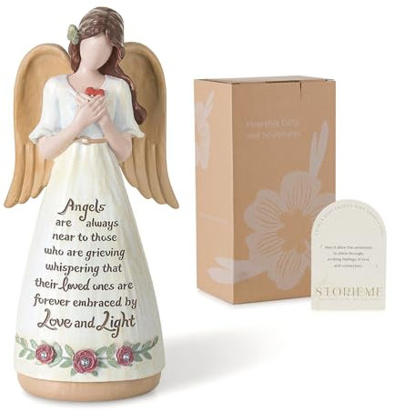 Storieme Guardian Angel Figurine Gifts - 7.3 Handcrafted Sculpture for Memory & Comfort, Sympathy Gift for Loss of Loved One, Memorial Keepsake with Uplifting Message