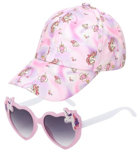 ZXTGBQ Cappello da Baseball per Ragazze, Berretto Cappellino Unicorno, Occhiali da Sole Protezione UV, per Ragazza Estivo Regalo (Viola)