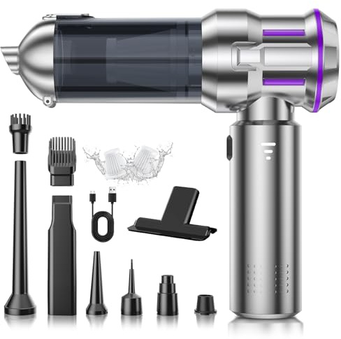 Aspirateur à Main, 25000Pa 4 en 1 Aspirateur sans Fil avec Vidage Automatique 1 Touche, Moteur sans Balai, Mini Aspirateur, 3 Niveaux d'aspiration pour la Voiture, Maison, Poils d'animaux, Chargeur