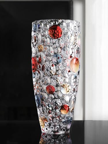 Grande vaso da fiori in cristallo colorato a pois 30 cm, vaso moderno per soggiorno, camera da letto, cucina, tavolo da pranzo, caminetto, matrimonio.