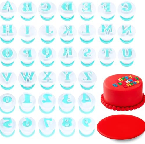 LeGeYo Lot de 36 emporte-pièces en forme de lettres de l'alphabet et chiffres (A‑Z + 0-9), plastique de qualité alimentaire, durable et inodore, pour fondant, biscuits, décoration de gâteaux