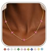 ZHESHY Cadena De Oro Mujer 18k Zircón Collar Trebol Impermeable Adjustable Collar Personalizado Collares De La Amistad Moda Joyas De Regalos Originales Para Mujer Niña