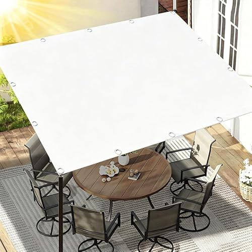 Telo Ombreggiante con occhielli 2.5x2.5m/250x250cm Vele Ombreggianti Rettangolare,Tenda da Sole Impermeabile,Telo Tende da Sole per Esterno Impermeabile,per Esterni,Cortile,Giardino-Bianco