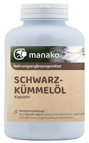 manako Schwarzkümmelöl Kapseln, 400 Stück, Dose a 300 g