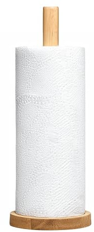 Premier Housewares Eco-friendly Kitchen Roll Holder Rubberwood Toilet Roll Holder Sturdy Base Antifungal Paper Towel Holder for Kitchen Toilet Home