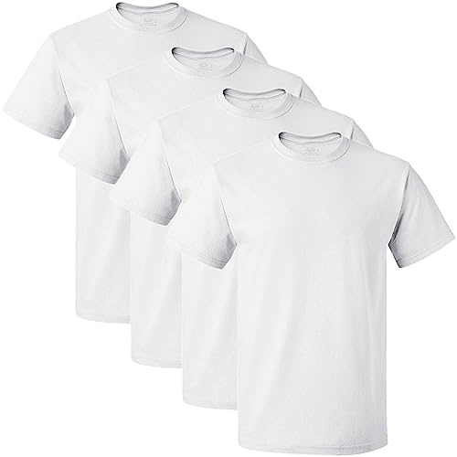 Fruit of the Loom Men's Tag-Free Cotton Undershirts, Regular-Crew-4 Pack White, S (Pack of 4)