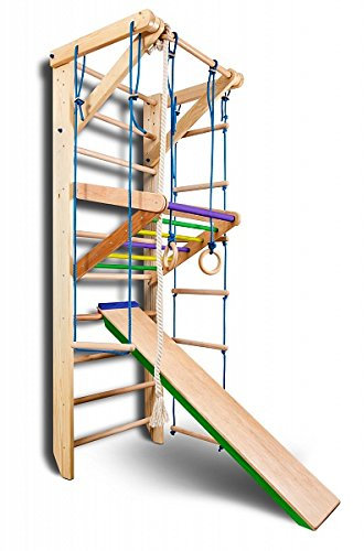 SportBaby Échelle Suédoise Espalier Sport-5-220-Color Structure de Jeu en Bois pour Enfants et Adultes, Salle de Sport à Domicile, Escalade, Jouets Intérieurs, Fitness et Motricité