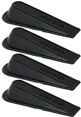 A1SONIC® 4 Pack Door Stoppers Door Wedges Door Stop Wedges (Black)