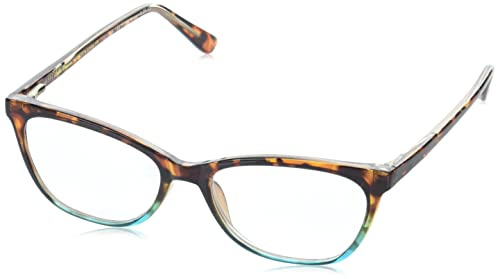 Foster Grant Sofia Vergara x Women's Teresa Reading Glasses Cat-Eye, Tortoise and Crystal Turquoise, 52 mm + 3