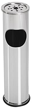 CAMPALO 2-in-1 Standaschenbecher und Mülleimer für draußen, Abmessungen 56 CM x 15 CM, Silber.