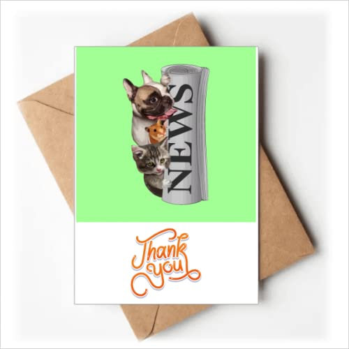 Rollos de periódicos para mascotas, diseño Art Déco, tarjetas de agradecimiento, sobres en blanco
