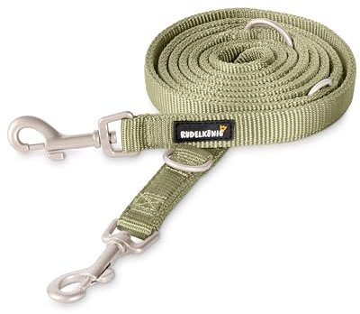Rudelkönig Führleine Frida - 2,30m - Hundeleine verstellbar für mittelgroße und große Hunde - Nylon Hunde Leine in Khaki