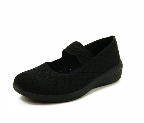 Skechers Stretch Fit 158565 Arya That's Sweet Black Ballerines de Sport pour Femme en Tissu Noir, Noir, 38.5 UK