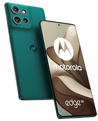 Motorola edge 50 (12/512 GB, Fotocamera 50+13+10MP, Display 6.67 pOLED Super HD 120Hz, IP68, Snapdragon7 Gen1, batteria 5000mAh, 68W ricarica rapida, Dual SIM, Android 14, cover in box), Jungle Green