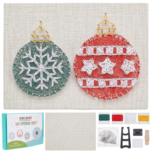 WEBEEDY Kit de arte de cuerda de adorno de Navidad para adultos principiantes, juego completo de proyectos de manualidades con todos los suministros de arte de cuerda e instrucciones (idioma español