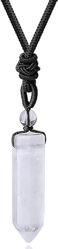 Crystal Pendant - Healing Necklaces for Men & Women - Energy Protection Gemstone - Adjustable Cord Handcrafted Crystal Jewellery for Positive Energy (Clear Quartz)