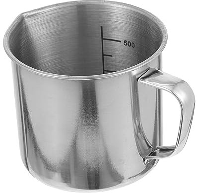 MOTHNUR Tazza Di Misurazione in Acciaio 304 500ml Scala Graduata Becher Volumetrico Strumento Di Misurazione Multiuso Per Casa e Ristorazione
