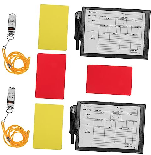 HONMEET Referee Football Schiedsrichter Cards Standard Score Pads Pencils Fußballkarte Tragbare Schiedsrichterkarten Soccer Whistle Professionelles Kit for Fußballkarten
