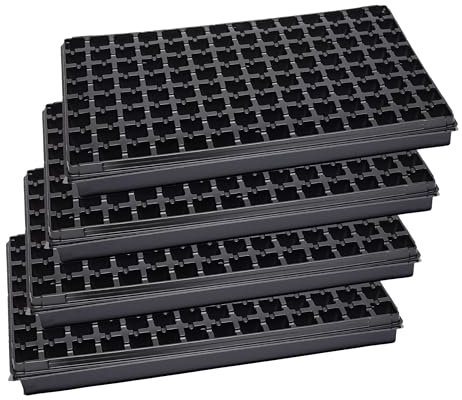 Garronda Confezione da 4 Semenzaio germinazione Vassoio Germinazione per Semi di Coltivazione di Piante da Interno Mini Serra GD-0066 (53x32 cm; 112 Cellule; Nero)