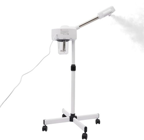 Vaporizzatore viso 800 W, girevole a 360 gradi, vaporizzatore 2 in 1 ozono con asta retrattile, sauna facciale per spa, salone e casa (bianco)