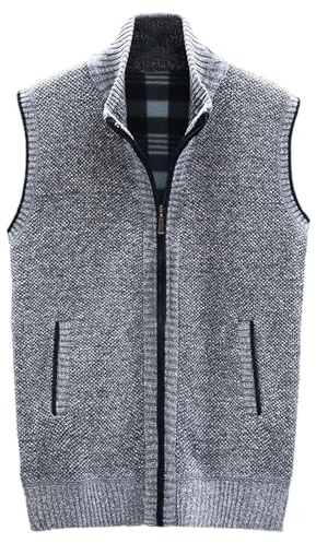 Zanisouta Gilet d'hiver pour homme - Doublure en polaire - Sans manches - Col montant - Cardigan épais - Veste de transition - Veste d'hiver chaude - Col roulé
