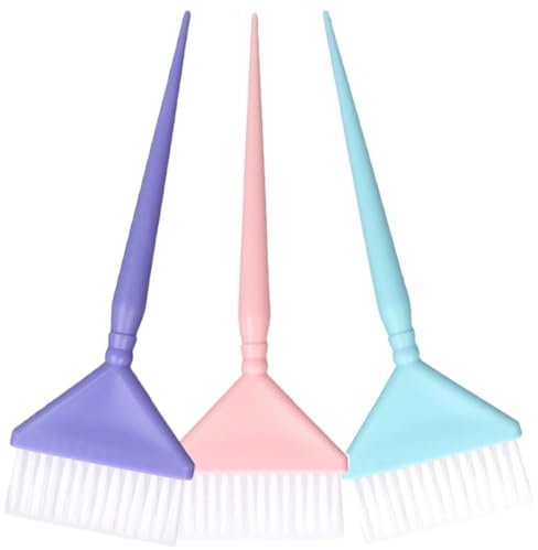 Vaguelly Spazzola per Tintura Applicazione Uniforme e Liscia Set 3pezzi Chioma Setole in Nylon e Manico in Pp per Quotidiano a Casa in Salone