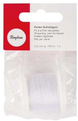 Rayher Perlenaufreihgarn Stärke 0,5 mm, Länge ca.100 m, weiß, 8900102