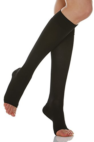 Relaxsan Basic 950A (1 Paire - Noir 4/XL) mi-bas de maintien 280 Den pied ouvert compression graduée forte